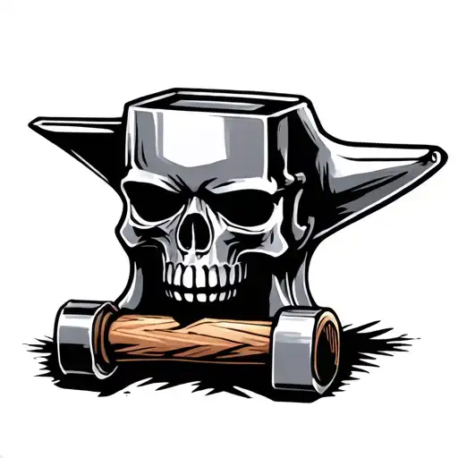 Totenkopf, hammer, anvil, piston with piston rings and tattoo design idea