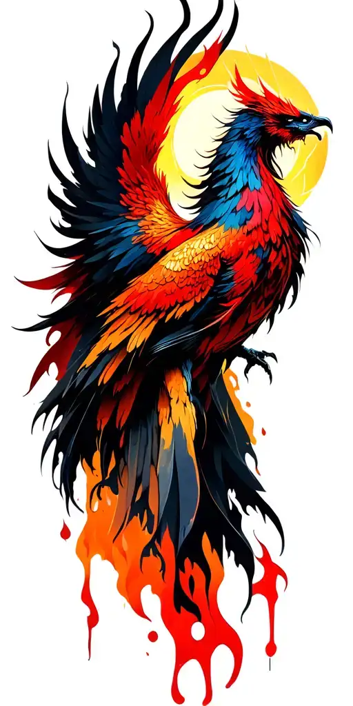 Phoenix rising from ashes  tattoo design idea