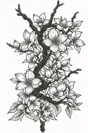 magnolia tree branch tattoo design idea