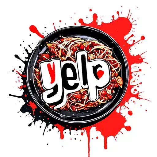 plate of food and the word "yelp" tattoo design idea