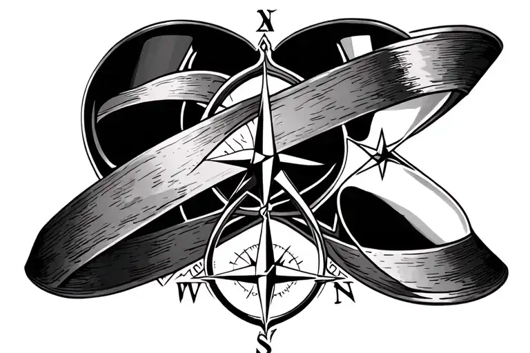 throat tattoo of compass and hourglass intertwined together  tattoo design idea