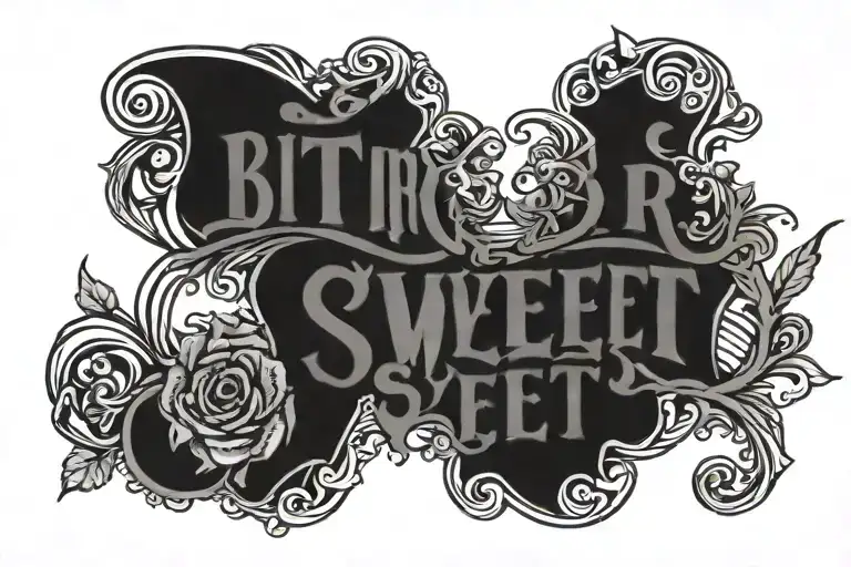 bitter sweet dark lettering tattoo design idea