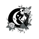 Jack and Sally with some roses and the moon and the oogie boogie in it  tattoo design idea