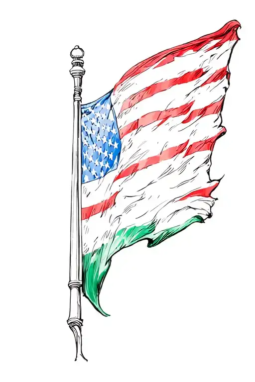 Italian flag with American flag incorporated tattoo design idea
