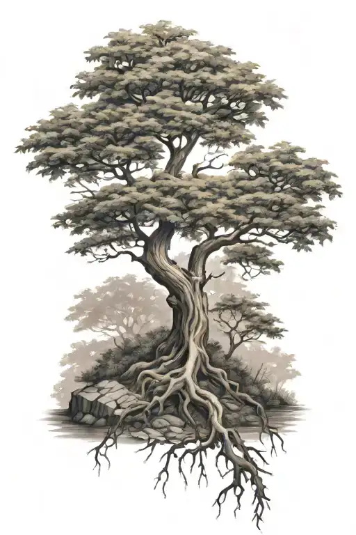 trident maple tree tattoo design idea