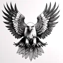 3/4 sleeve tattoo greyscale. eagle feathers layered as an eagles wing. no head neck or beak enhanced realistic tattoo design idea
