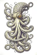 space octopus wrapping its tentacles tattoo design idea