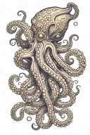 space octopus wrapping its tentacles tattoo design idea