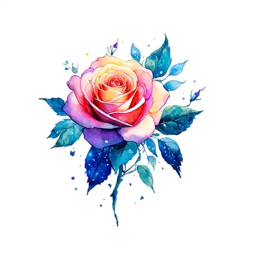 Crsent moon galaxy roses intertwined tattoo design idea