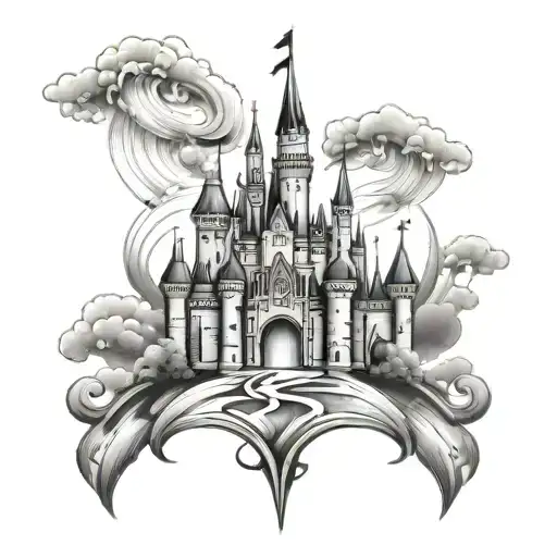 disney castle tattoo design idea