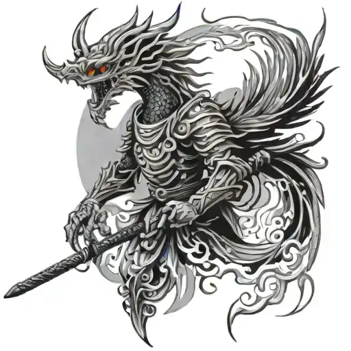 bipolar samurai phoenix rising from ashes tattoo design idea