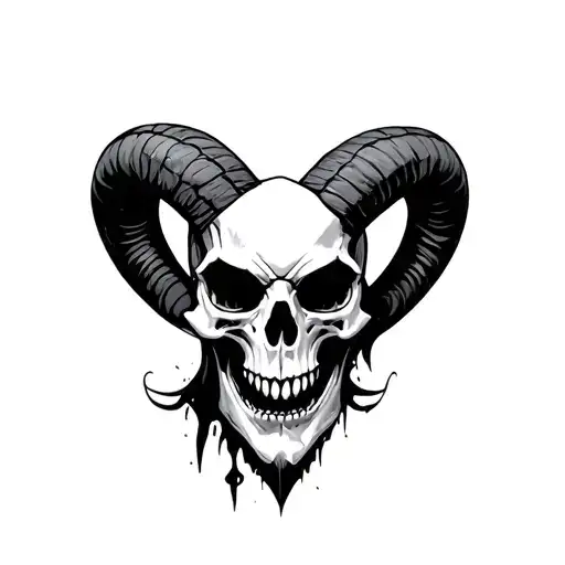 evil Aries skull  tattoo design idea