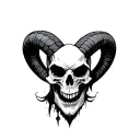 evil Aries skull  tattoo design idea