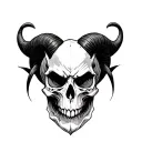 evil Aries skull  tattoo design idea