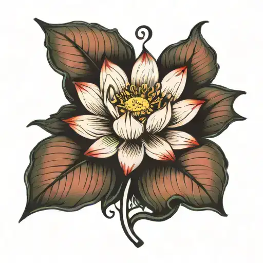 lotus flower with the stem saying "keep going" in cursive writing tattoo design idea