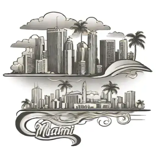 miami skyline tattoo design idea