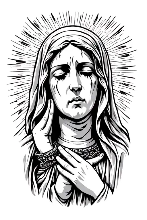 crying Virgin Mary minimalist tattoo design tattoo design idea