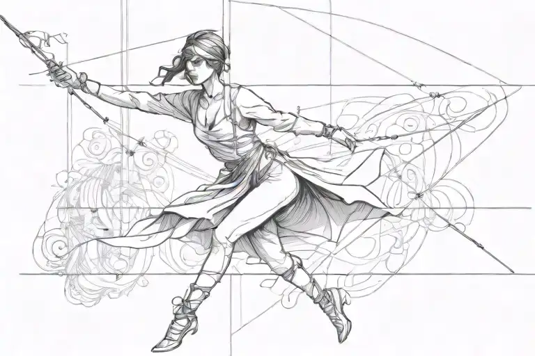 tightrope walker blindfolded woman dancing tattoo design idea