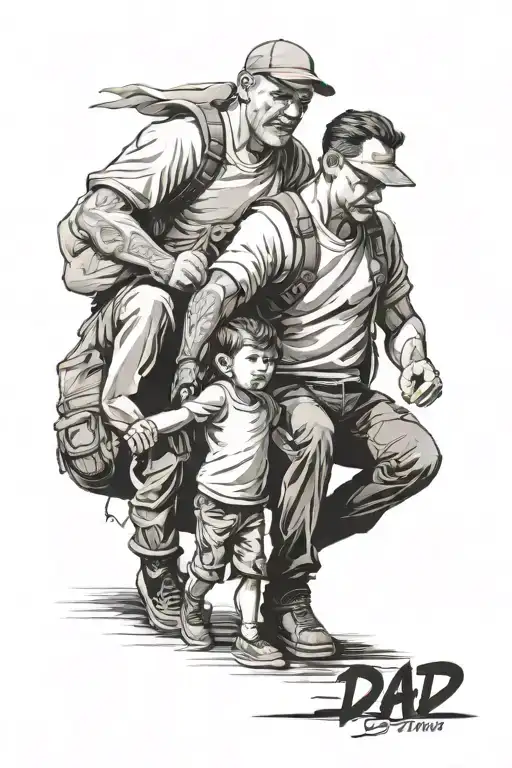 dad and son with dad as a shadow tattoo design idea