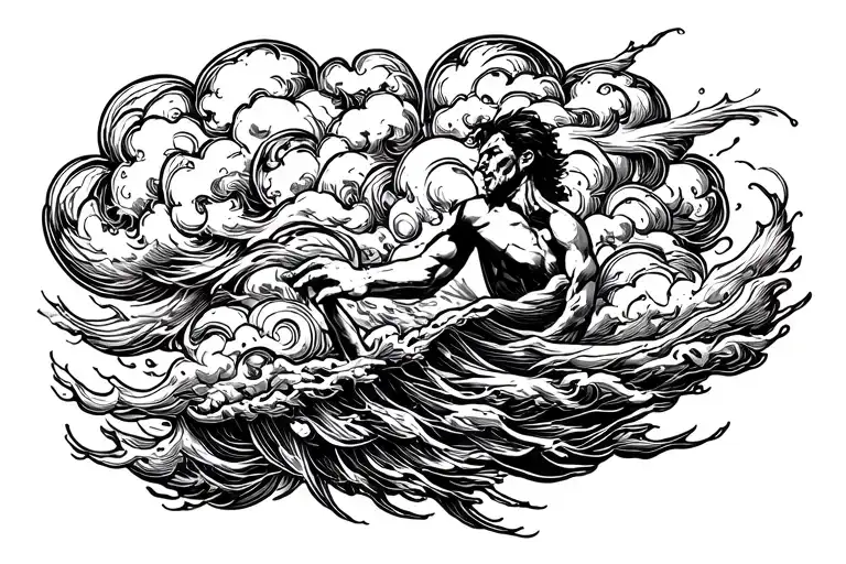 I'll put this cloud behind me that's the man designed me. ride the wind and dance in hurricanes  tattoo design idea