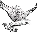 simple eagle soaring with mountain scene tattoo design idea