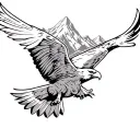 simple eagle soaring with mountain scene tattoo design idea
