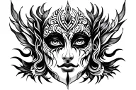 a kali face emerging tattoo design idea