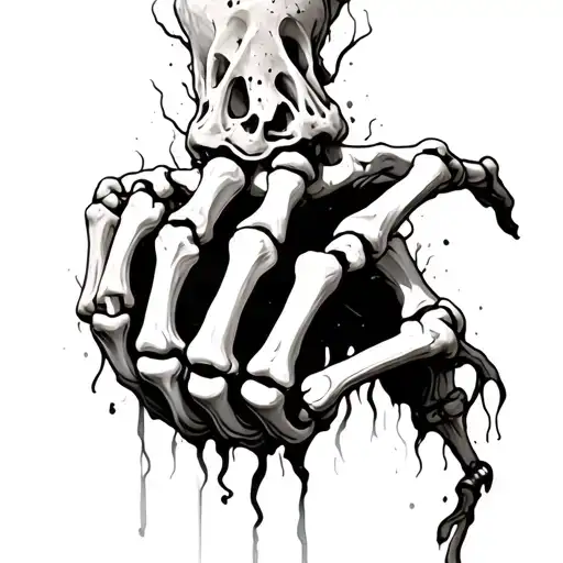 skeleton hand with flesh and skin growing onto it tattoo design idea