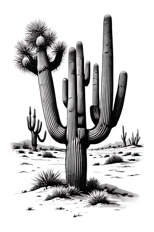 Arizona desert scene tattoo design idea