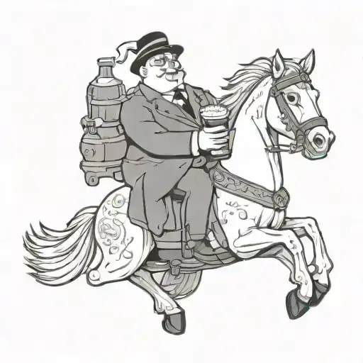 Peter griffin on the back of a pegasus drinking beer tattoo design idea