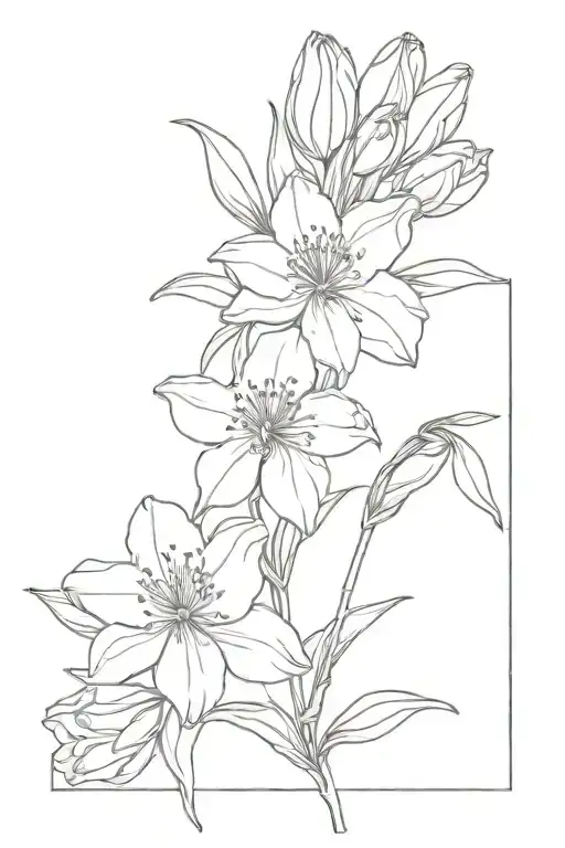 rhododendron and tulips small bouquet  tattoo design idea