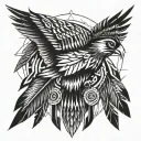 thunderbird with feathers falling  tattoo design idea