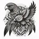 thunderbird with feathers falling  tattoo design idea