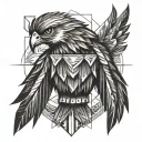 thunderbird with feathers falling  tattoo design idea
