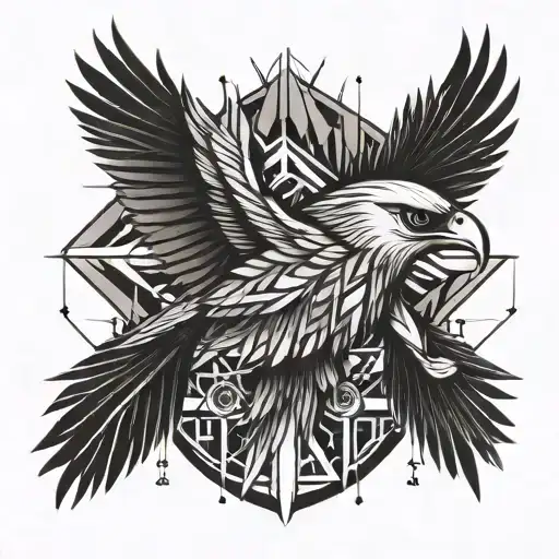 thunderbird with feathers falling  tattoo design idea