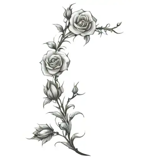 flowers, roses and thorns, long tattoo design tattoo design idea