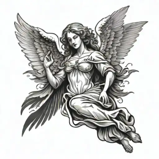 biblically accurate angel seraphim angel symmetrical tattoo design idea