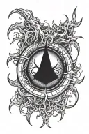 white zombie & biohazard symbol intertwined within an eye  tattoo design idea