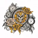 watching the clock melting tattoo design idea