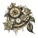 watching the clock melting tattoo design idea