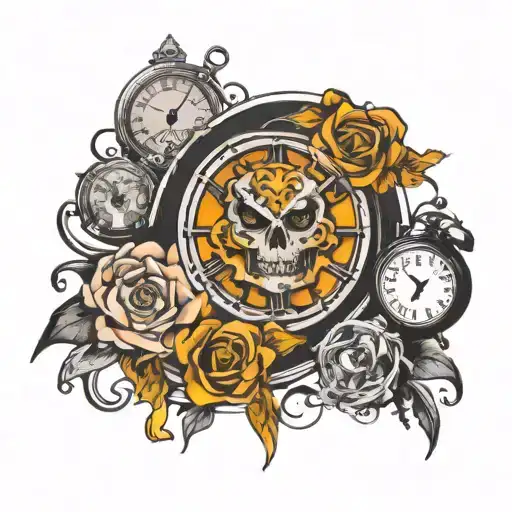 watching the clock melting tattoo design idea