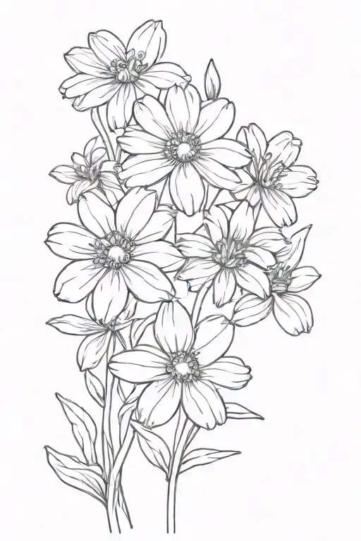 daisies and violets and daffodils  tattoo design idea