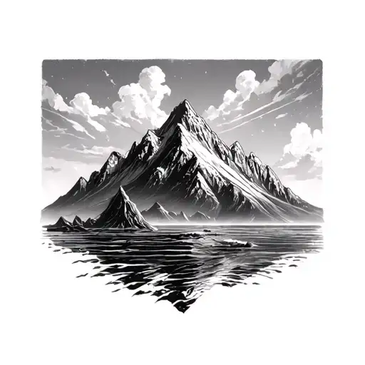 mountains, sky, sea, intelligence military tattoo design idea