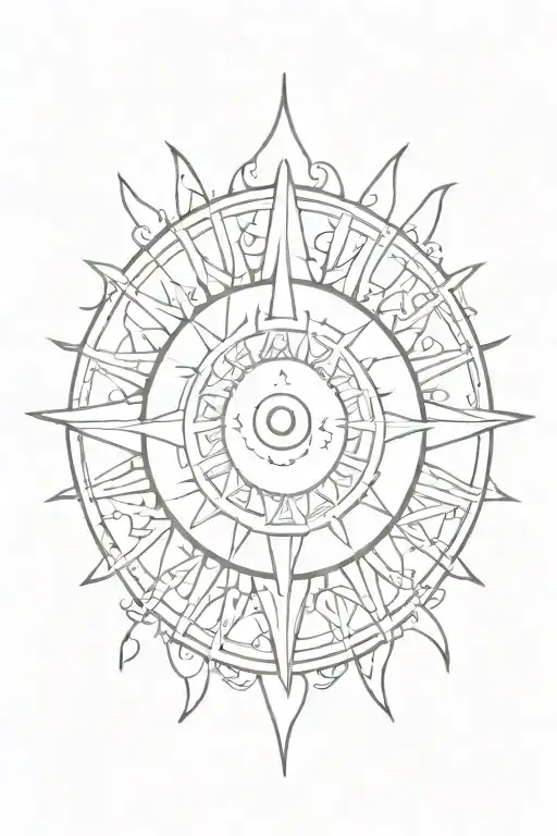  "Harmony of Nature and Astrology"  simple arm tattoo  :  Central Motif: A stylized sun, representing Leo, with rays tattoo design idea