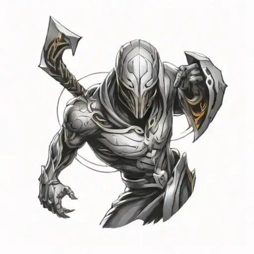 jhin from league of legends character surrounded tattoo design idea