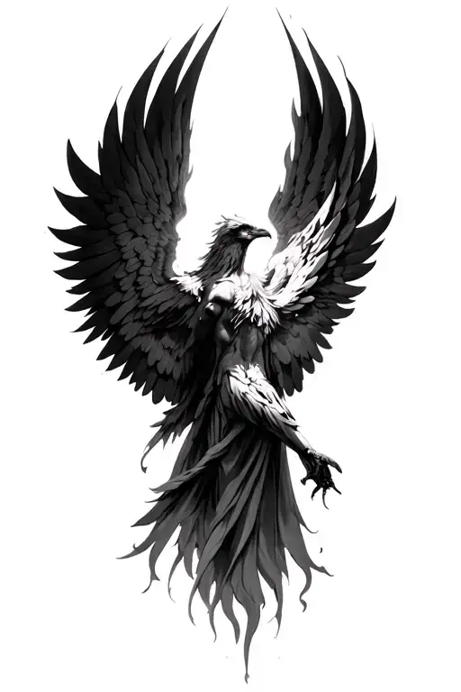 icarus wings burning phoenix rising, with philosophy line tattoo tattoo design idea