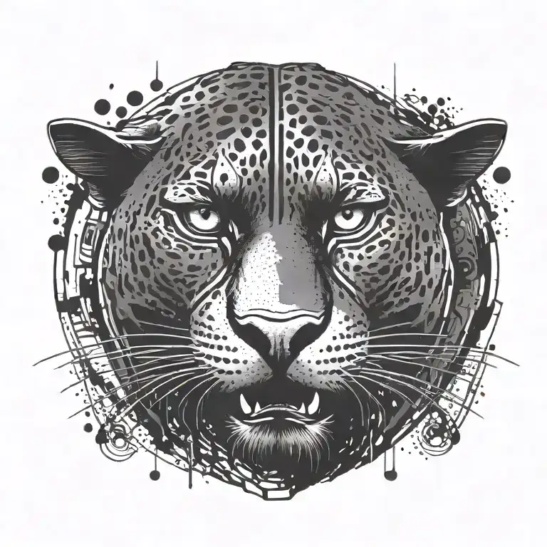 Panther cyberpunk with blood tattoo design idea