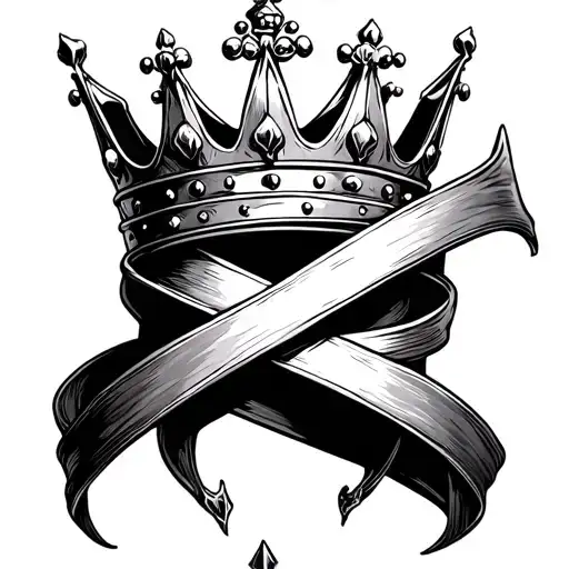 crown cross wrapped tattoo design idea