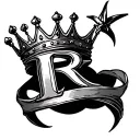 R With Crown tattoo design idea