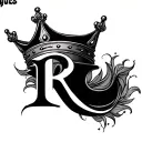 R With Crown tattoo design idea